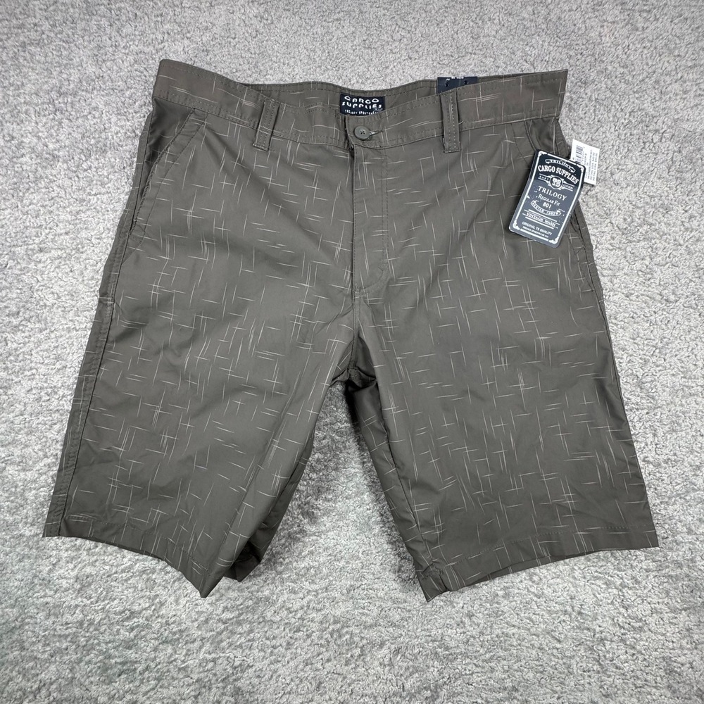 Trilogy Cargo‎ Supplies Olive Green Crosshatch NEW Shorts Regular Fit Size 38